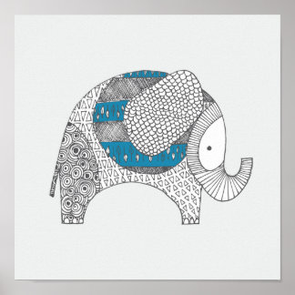 Doodle Éléphant. Décoration de nurserie.