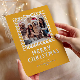 Doodle Familie Fotolijst Kerstmis Folie Feestdagenkaart
