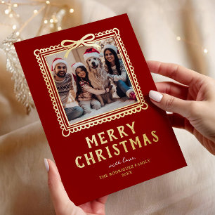 Doodle Familie Fotolijst Kerstmis Folie Feestdagenkaart