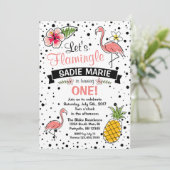 Doodle Flamant rose et Pinpomme Invitation Anniver (Debout devant)