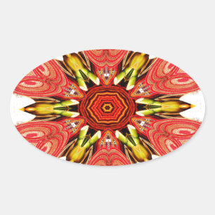Doodle Floral Art Print Ovale Sticker