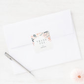 Doodle Floral gepersonaliseerde naam dank u Vierkante Sticker (Envelop)