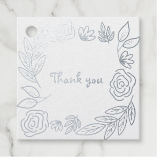 Doodle Floral Merci étiquettes de faveur