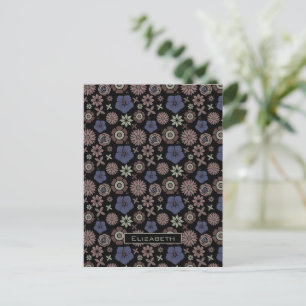 Doodle floral naadloos patroon gepersonaliseerde n briefkaart