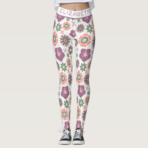 Doodle floral naadloos patroon gepersonaliseerde n leggings