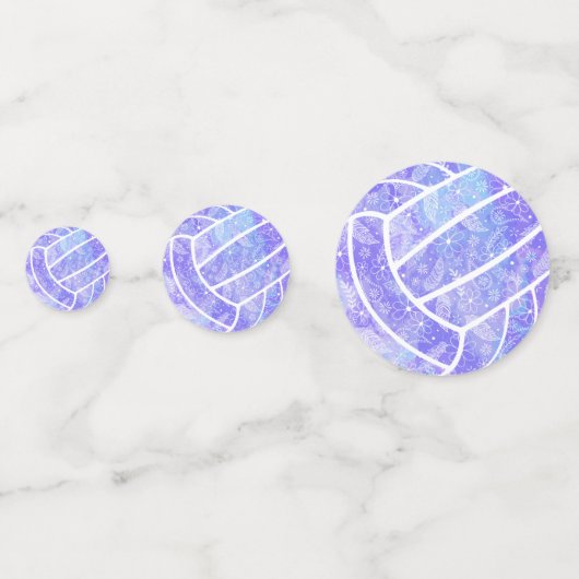 Doodle floral paars volleybal confetti (Voorkanten)