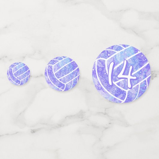 Doodle floral paars volleybal confetti (Achterkanten)