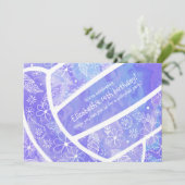 Doodle floral  paars volleybal kaart (Staand voorkant)