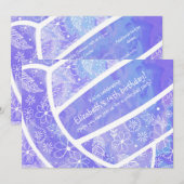 Doodle floral  paars volleybal kaart (Voorkant / Achterkant)