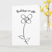 Doodle Flower Kaart (Gele Bloem)