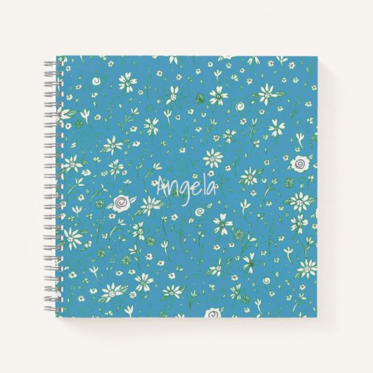 Doodle Flower L/Blue Carnet personnalisable (Devant)