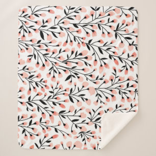 Doodle Flowers: Coral Bloemen Naadloos. Sherpa Deken