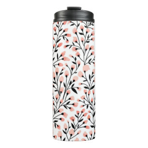 Doodle Flowers: Coral Bloemen Naadloos. Thermosbeker