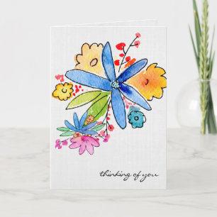 Doodle Flowers denking of you Kaart