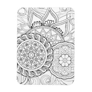 Doodle Flowers en Mandalas Magneet