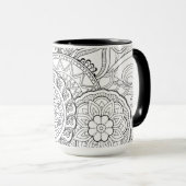 Doodle Flowers en Mandalas Mok (Voorkant rechts)