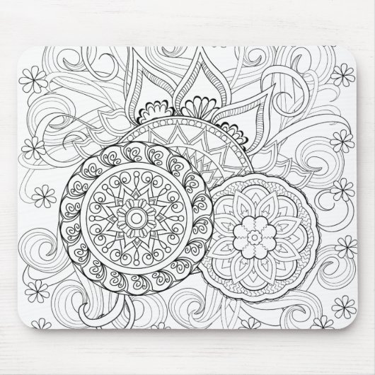 Doodle Flowers en Mandalas Muismat (Voorkant)