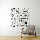 Doodle funny cats seamless pattern.  wandkleed (In situ)