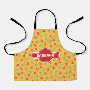 Doodle geel rood minimaal patroon schort