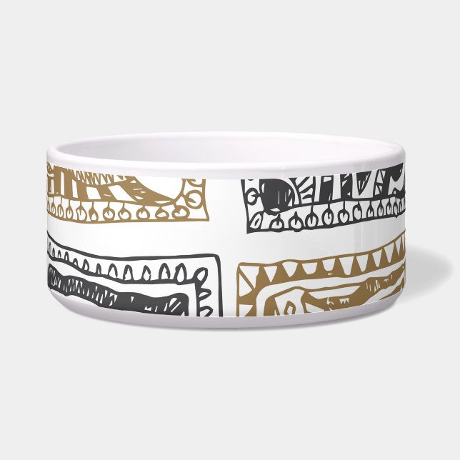 Doodle geometrisch,  abstract patroon. voerbakje (Voorkant)