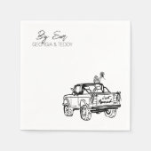 Doodle Getaway Car bruiloft cocktail servet (Voorkant)