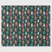 Doodle Gingerbread Heren Cadeaupapier (Vlak)