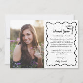 Doodle Graduation Carte de remerciements 3 Photos  (Devant)