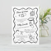 Doodle Graduation Faire-part Girl 4 Photos (Debout devant)