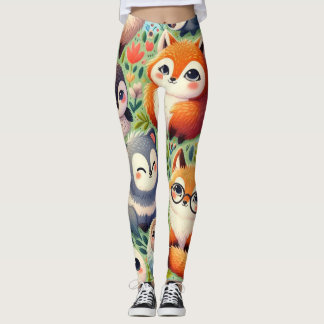 doodle grappige cartoon, dierenpatroon blij plezie leggings