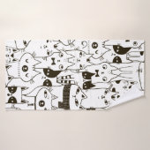 Doodle grappige katten naadloos patroon. badhanddoek (Badhanddoek)