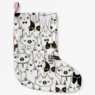 Doodle grappige katten naadloos patroon. kleine kerstsok
