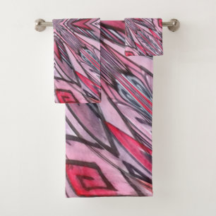 Doodle gris rose noir Art Aquarelle Abstraite