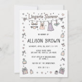 Doodle Hand Drawn Lingerie Shower Bachelorette Kaart (Voorkant)