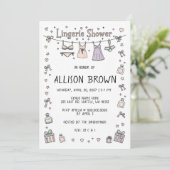 Doodle Hand Drawn Lingerie Shower Bachelorette Kaart (Staand voorkant)