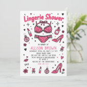 Doodle Hand Drawn Lingerie Shower Bachelorette  Kaart (Staand voorkant)