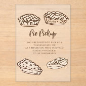 Doodle Hand Drawn Pie Pickup Thanksgiving Acryl Uitnodigingen (Voorkant)
