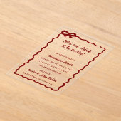 Doodle Hand getekend Red Bow Christmas Party Acryl Uitnodigingen (Laagn)