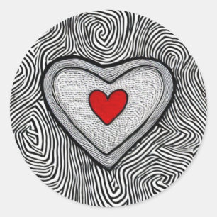 doodle hart liefde rond sticker bruiloft