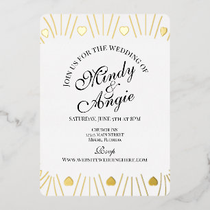 Doodle Harten Frame Script Trouwen Folie Uitnodiging