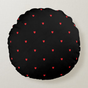Doodle Heart Patronen Red Black - Aangepast geluid Rond Kussen