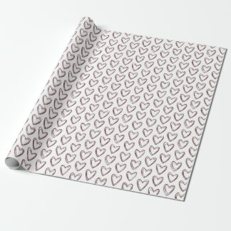 Doodle Hearts Brown Minimalist Valentijnsdag Cadeaupapier