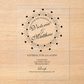 Doodle Hearts Frame Script Wedding Acryl Uitnodigingen (Voorkant)