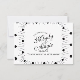 Doodle Hearts Frame Script Wedding Bedankkaart