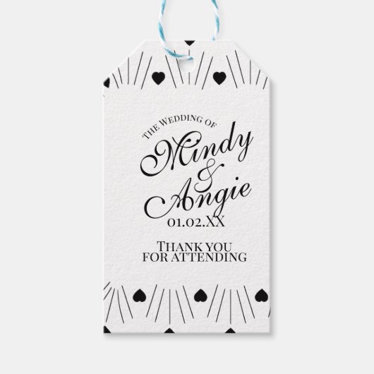 Doodle Hearts Frame Script Wedding Cadeaulabel (Voorkant)