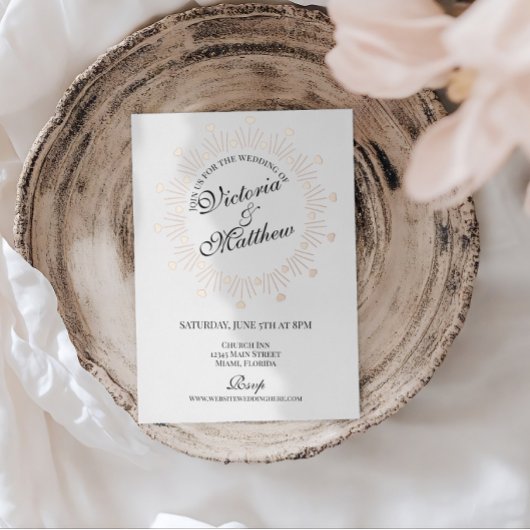 Doodle Hearts Frame Script Wedding Folie Uitnodiging