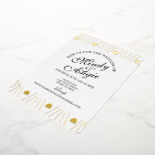 Doodle Hearts Frame Script Wedding Folie Uitnodiging (Gedraaid)