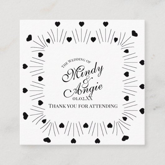 Doodle Hearts Frame Script Wedding Informatiekaartje (Voorkant)