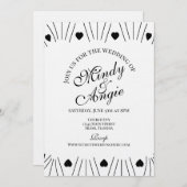 Doodle Hearts Frame Script Wedding Kaart (Voorkant / Achterkant)