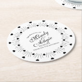 Doodle Hearts Frame Script Wedding Ronde Kartonnen Onderzetter (Gebogen)