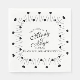 Doodle Hearts Frame Script Wedding Servet